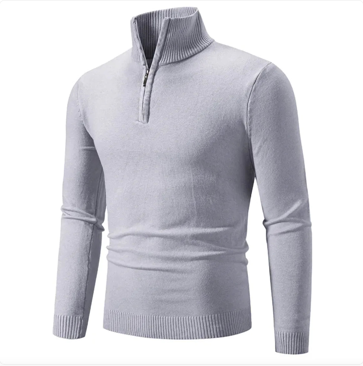 Warme Heren Trui - Casual V-Hals Sweatshirt met Halve Rits